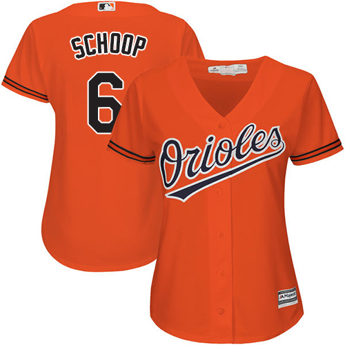 Orioles #6 Jonathan Schoop Orange Alternate Women's Stitched MLB Jersey - Click Image to Close